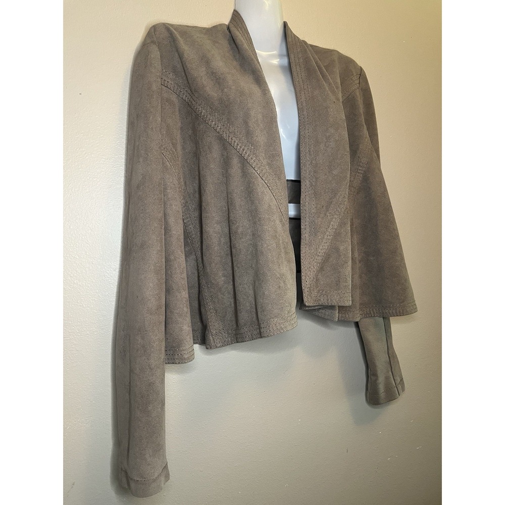 BCBG MAX AZRIA Brown Mocha Faux Suede Jacket size Small Polyester Spandex Fall